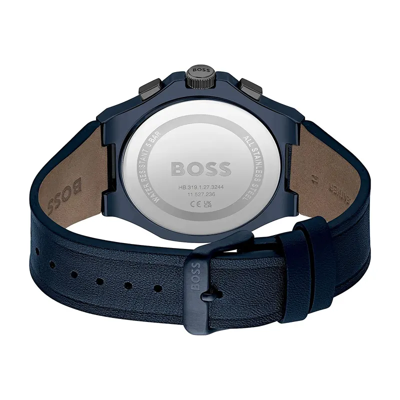 Hugo Boss Taper Chronograph Black Dial Leather Men's Watch- 1514086